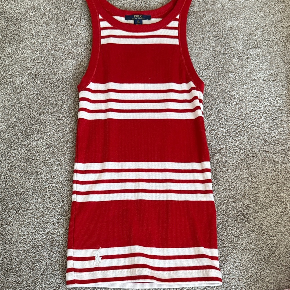 Ralph Lauren Red and White Striped Tank Top